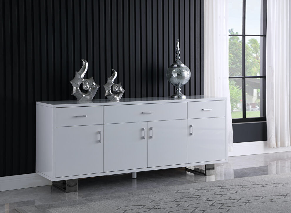 Contemporary white / chrome buffet / server by Meridian
