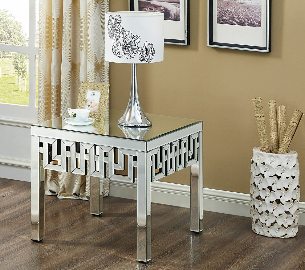 Mirrored design contemporary end table by Meridian