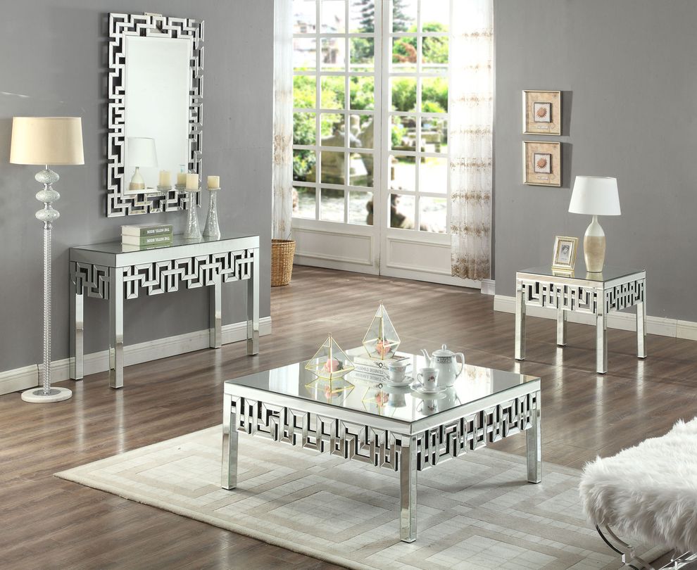 Mirrored design contemporary coffee table by Meridian