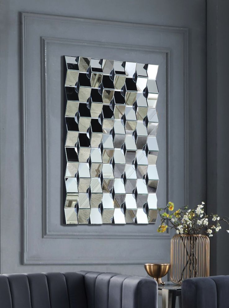 Geometric shape contemporary wall mirror by Meridian