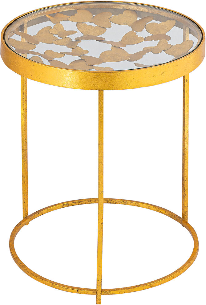Stylish glass top golden base end / accent table by Meridian