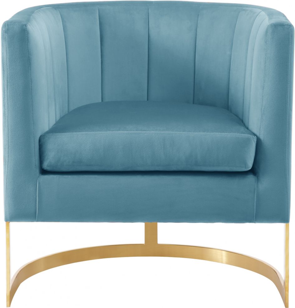 Velvet aqua fabric contemporary chair by Meridian