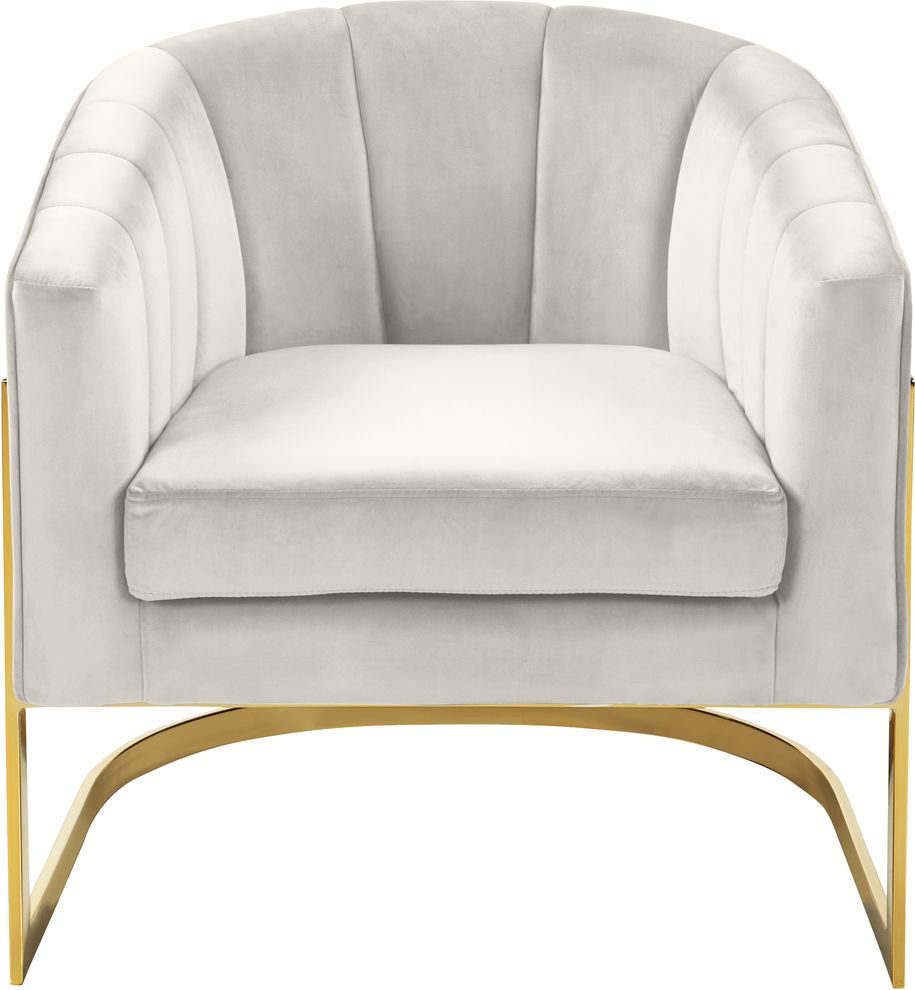 Velvet cream fabric contemporary chair by Meridian