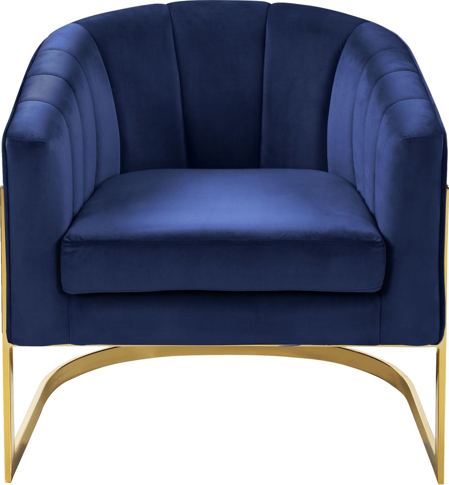 Velvet navy fabric contemporary chair by Meridian