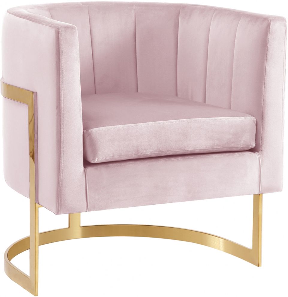 Velvet pink fabric contemporary chair by Meridian