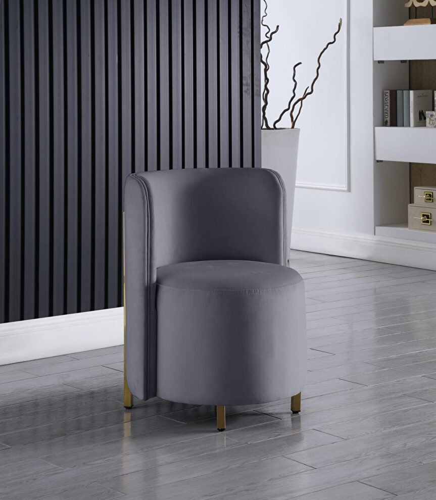 Rounded accent chair in gray velvet by Meridian