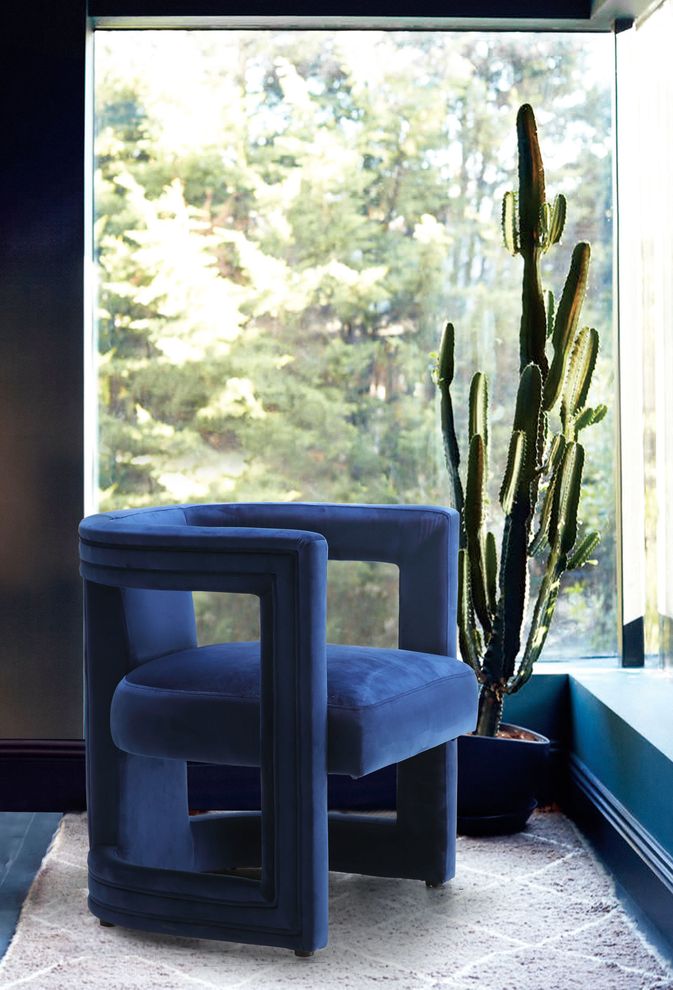 Contemporary design velvet fabric accent chair by Meridian