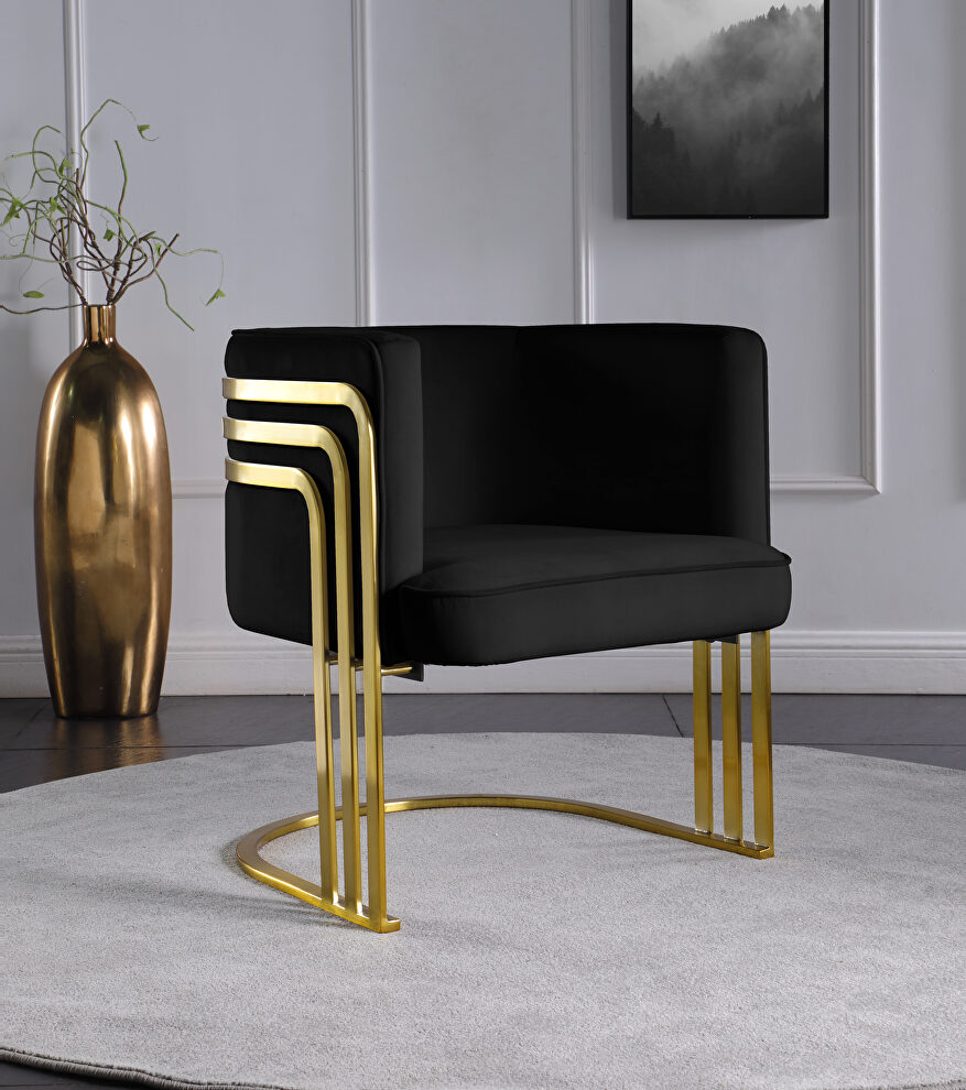 Black velvet retro contemporary style chair by Meridian