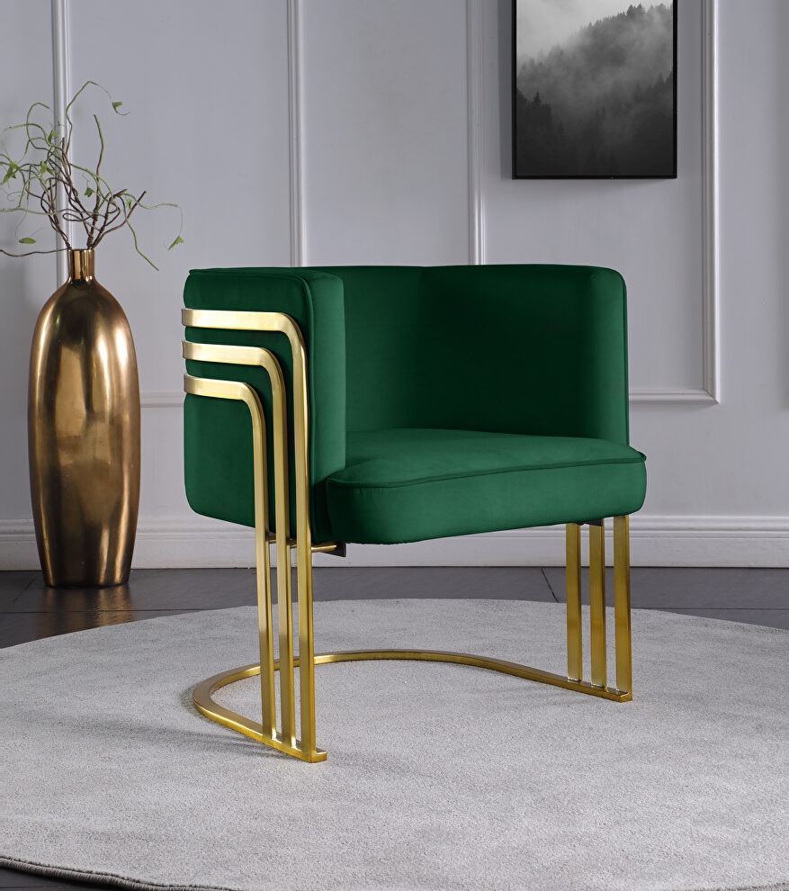 Green velvet retro contemporary style chair by Meridian