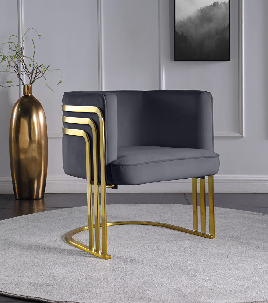Gray velvet retro contemporary style chair by Meridian