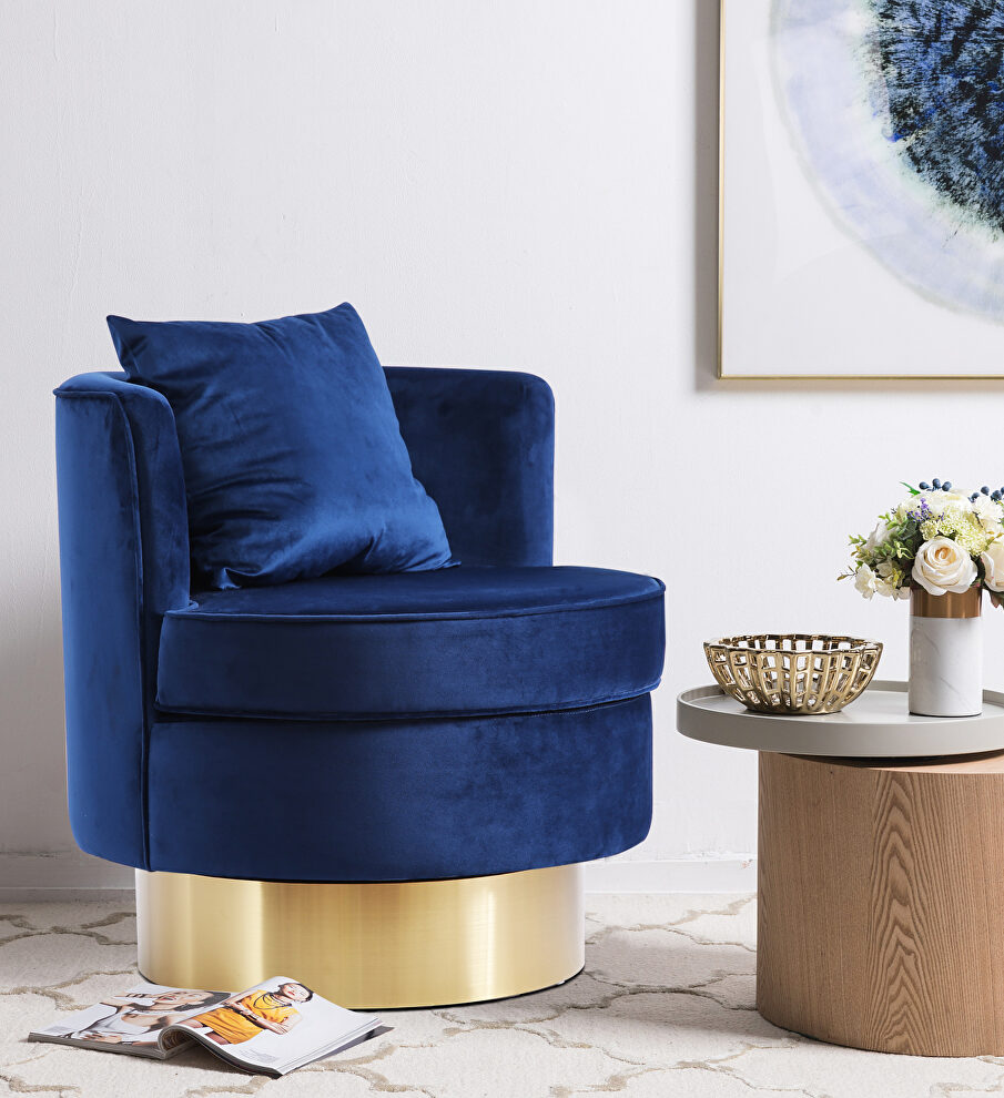 Round glam style gold base velvet upholstery chair by Meridian