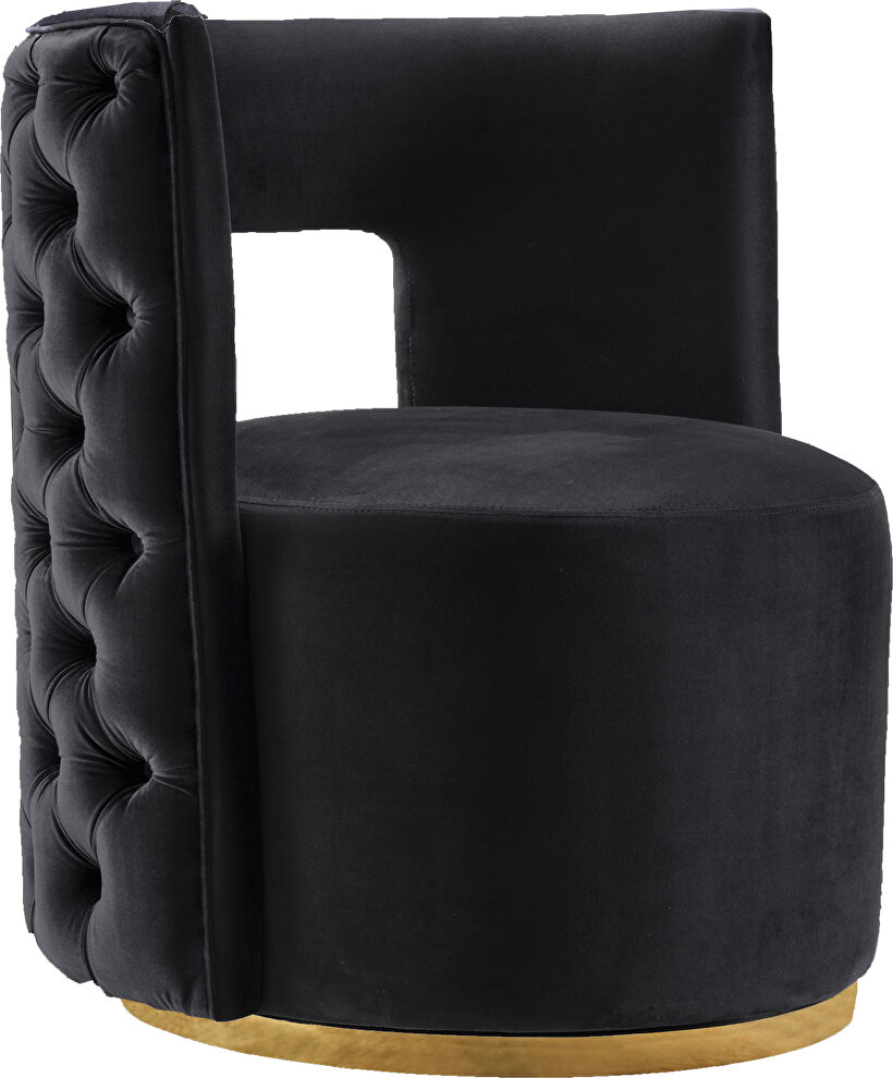 Lounge style rounded back tufted velvet accent chair by Meridian