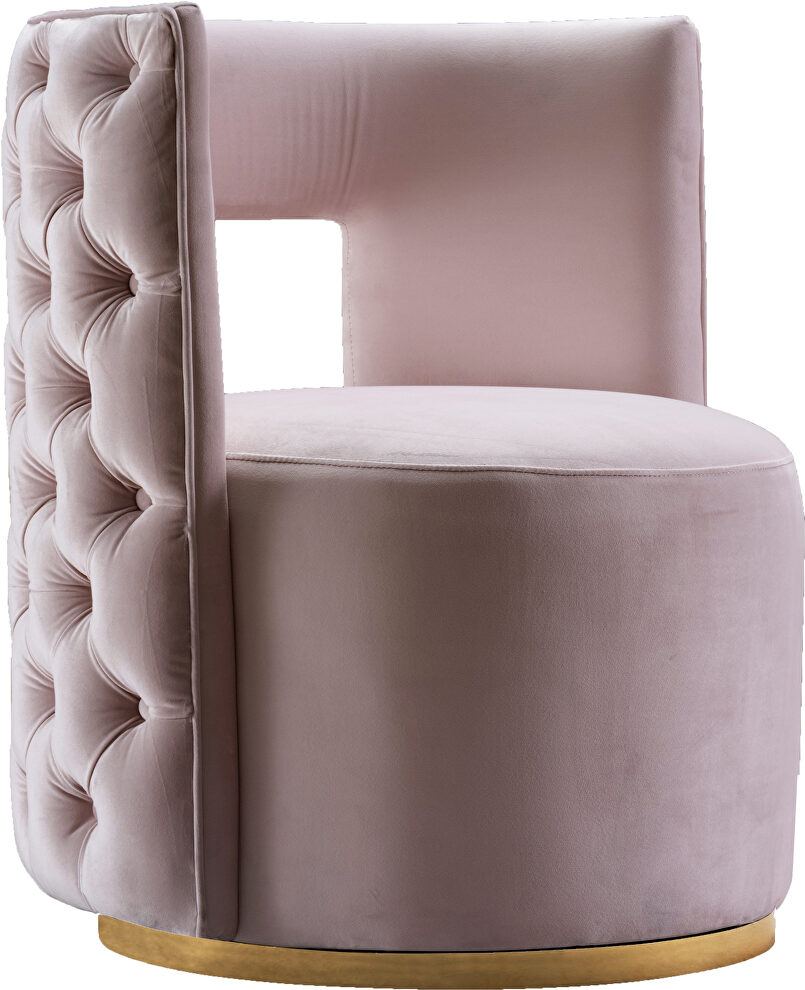 Lounge style rounded back tufted velvet accent chair by Meridian