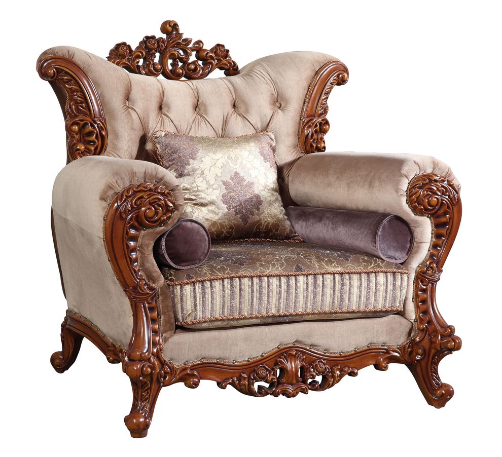 Traditionally styled chair in beige fabric by Meridian