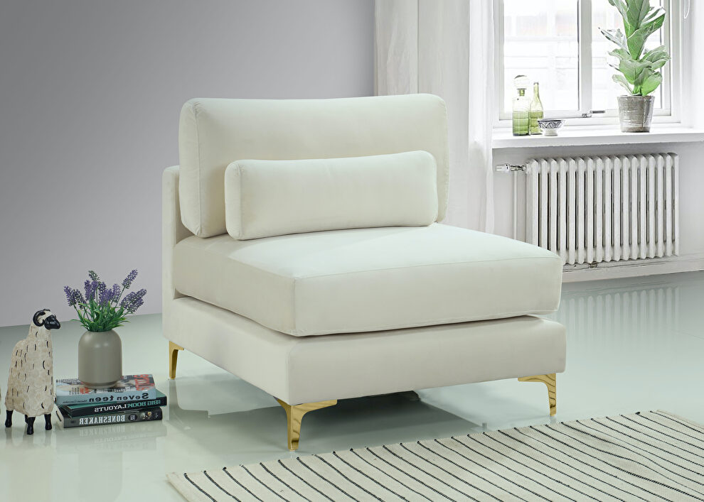 Cream velvet armless chair w/ 2 sets of legs by Meridian