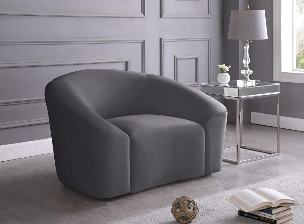Rounded velvet design contemporary chair by Meridian