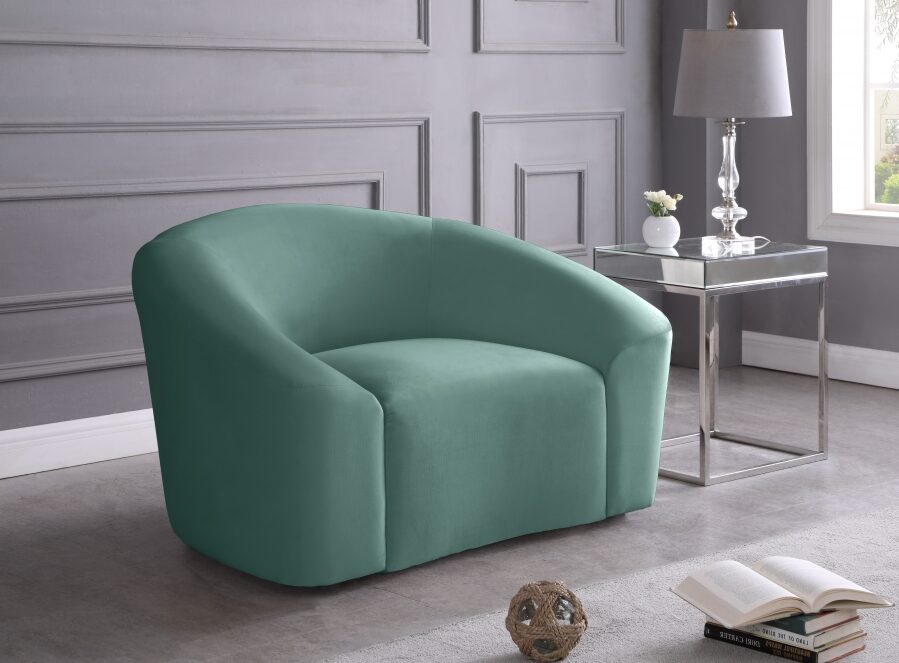Rounded velvet design contemporary chair by Meridian