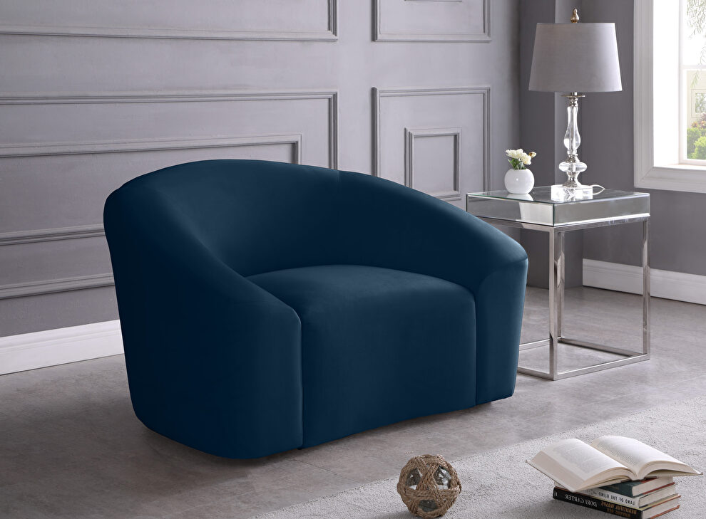 Rounded velvet design contemporary chair by Meridian