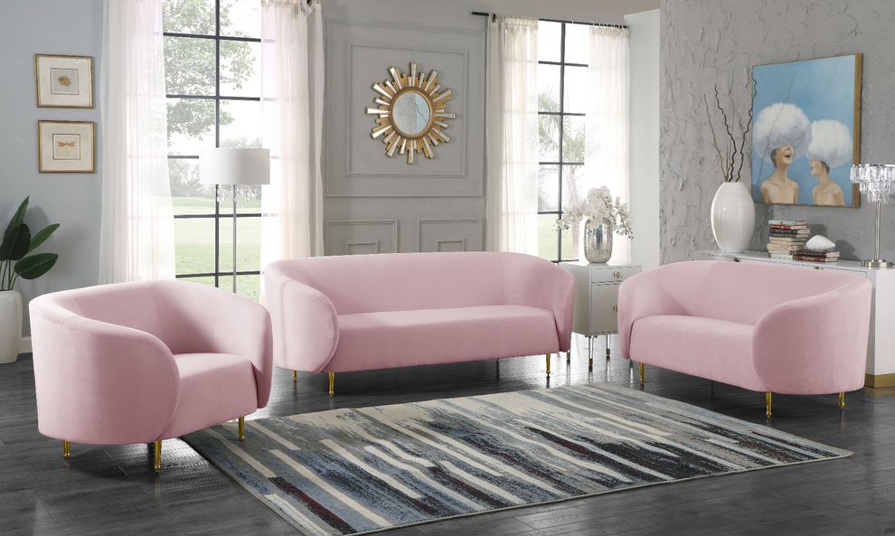 Pink velvet fabric contemporary design sofa by Meridian