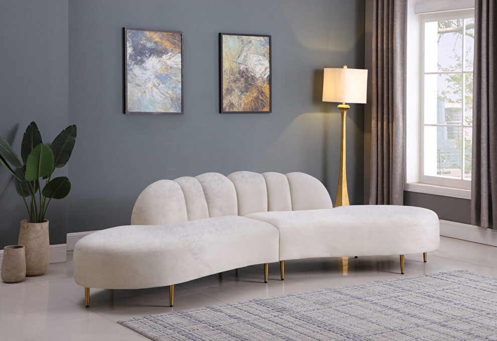 2pcs shell shape cream velvet sectional sofa by Meridian