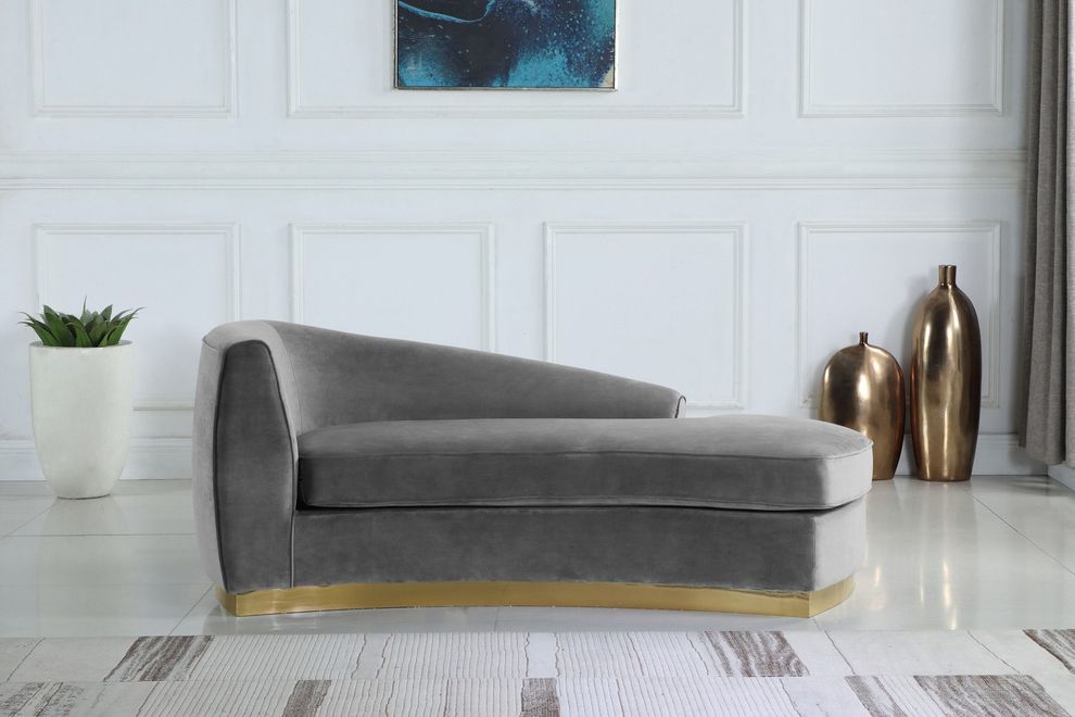 Gray velvet contemporary chaise lounge by Meridian