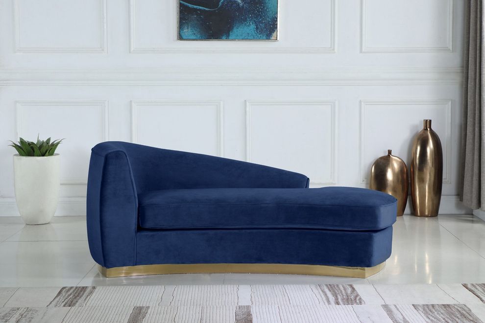 Navy velvet contemporary chaise lounge by Meridian