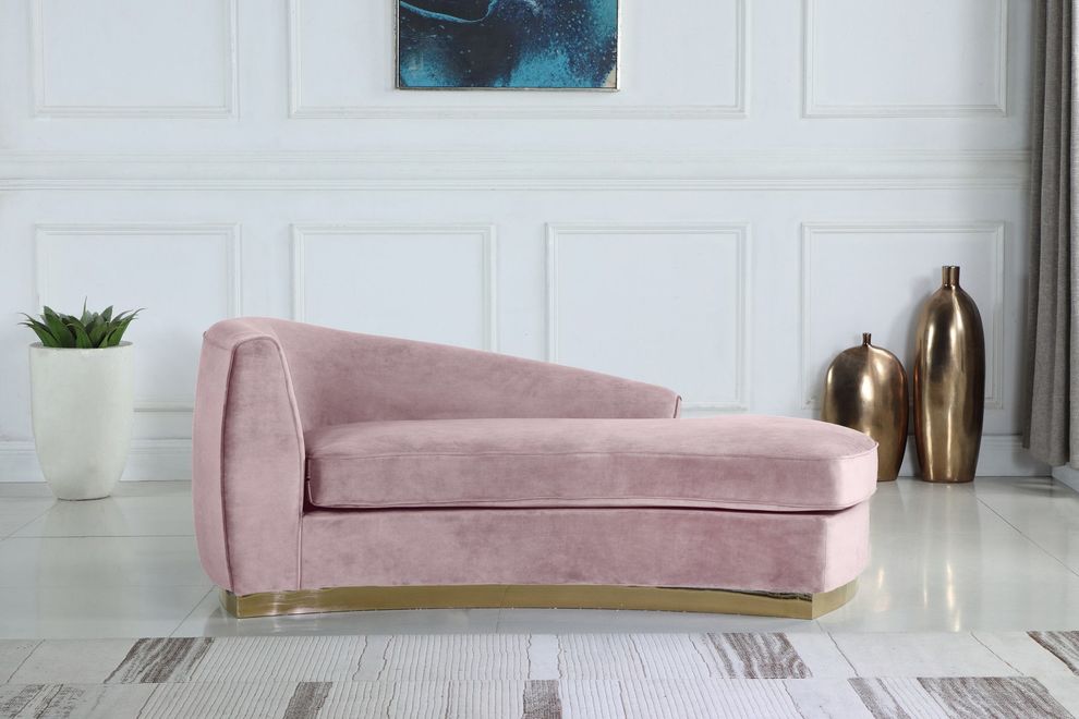 Pink velvet contemporary chaise lounge by Meridian