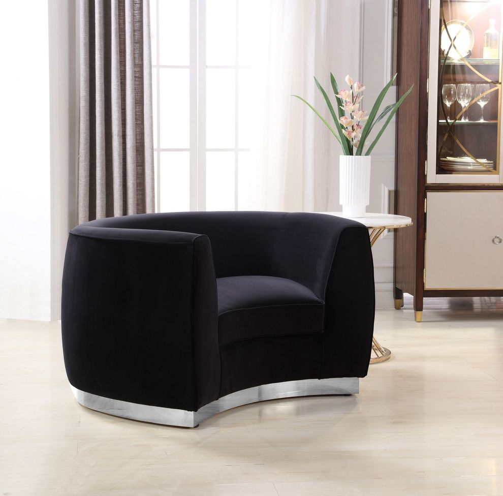 Black velvet contemporary chair by Meridian