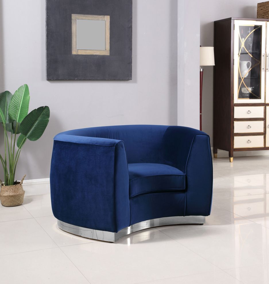 Navy velvet contemporary chair by Meridian