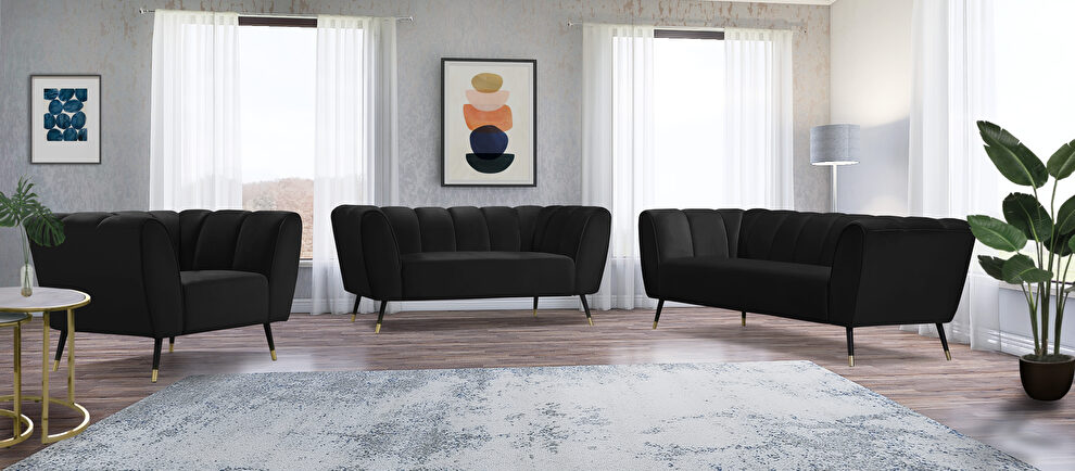 Low-profile channel tufted contemporary sofa by Meridian