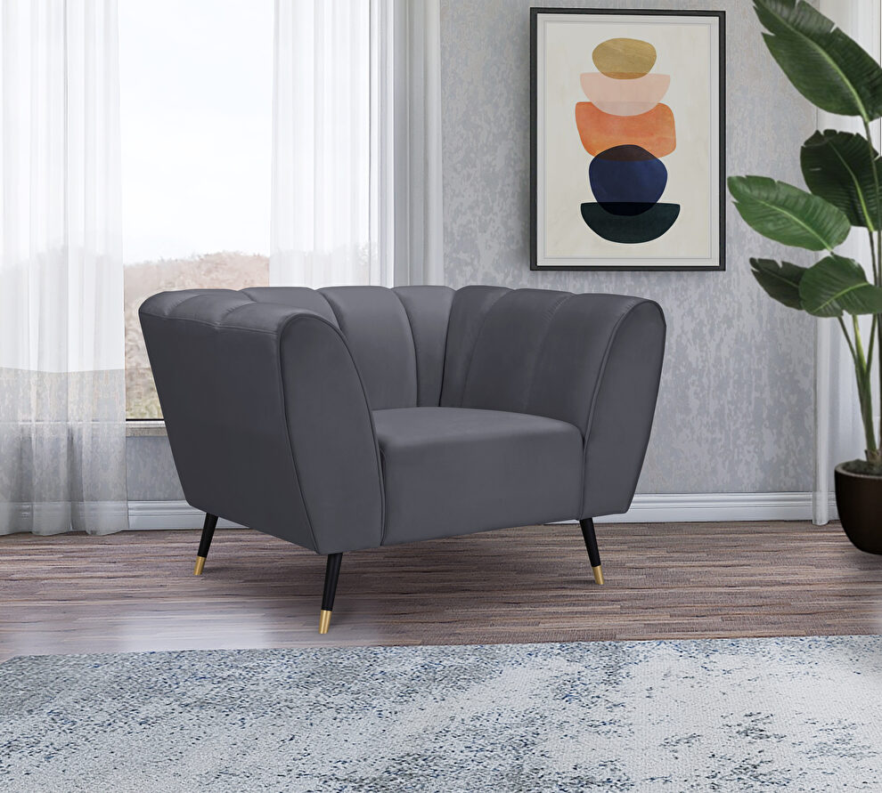 Low-profile channel tufted contemporary chair by Meridian