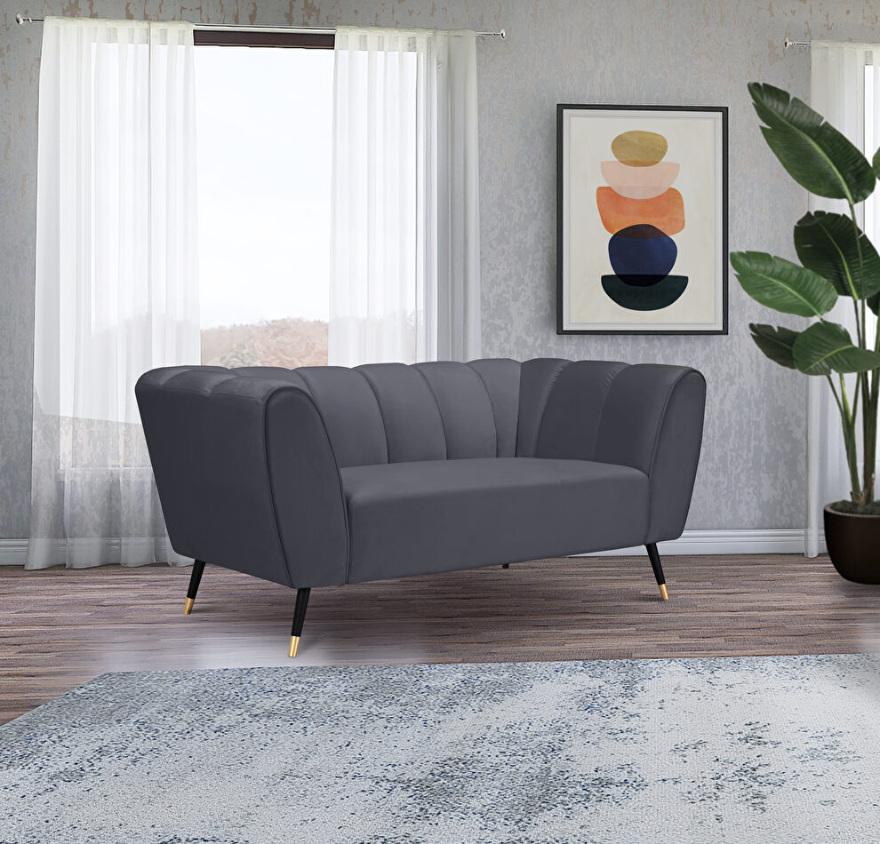 Low-profile channel tufted contemporary loveseat by Meridian