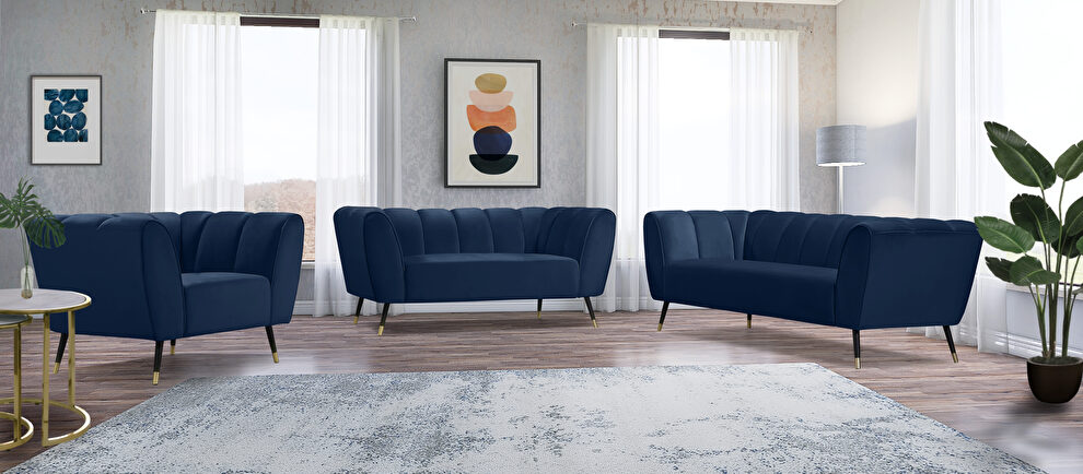 Low-profile channel tufted contemporary sofa by Meridian