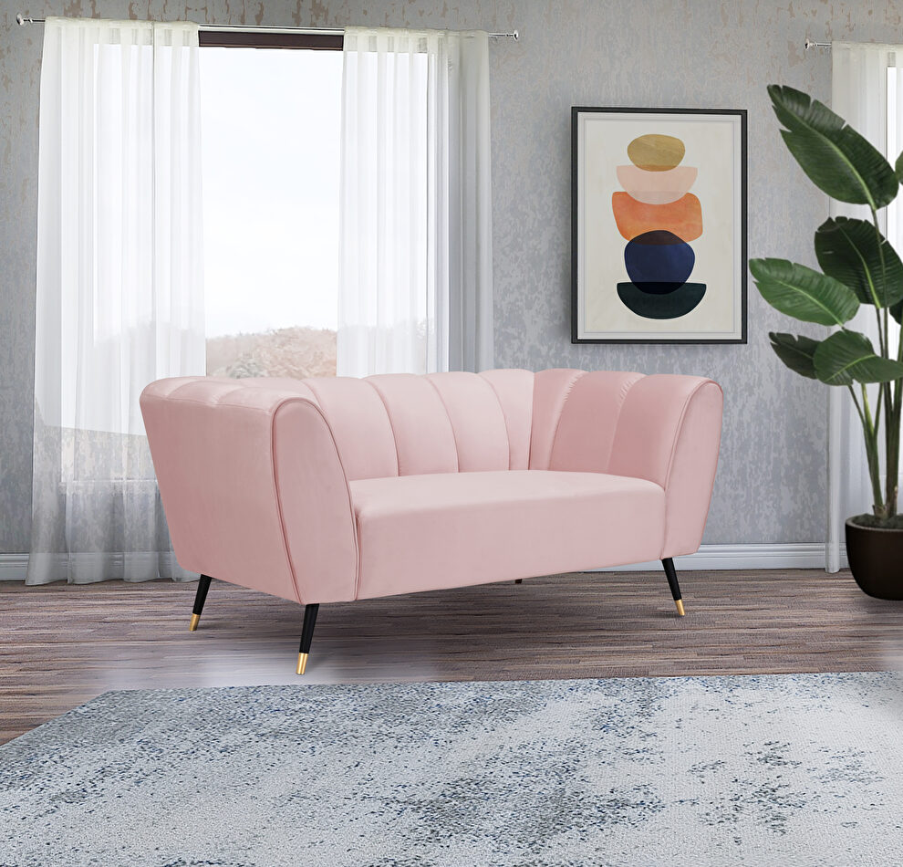 Low-profile channel tufted contemporary loveseat by Meridian