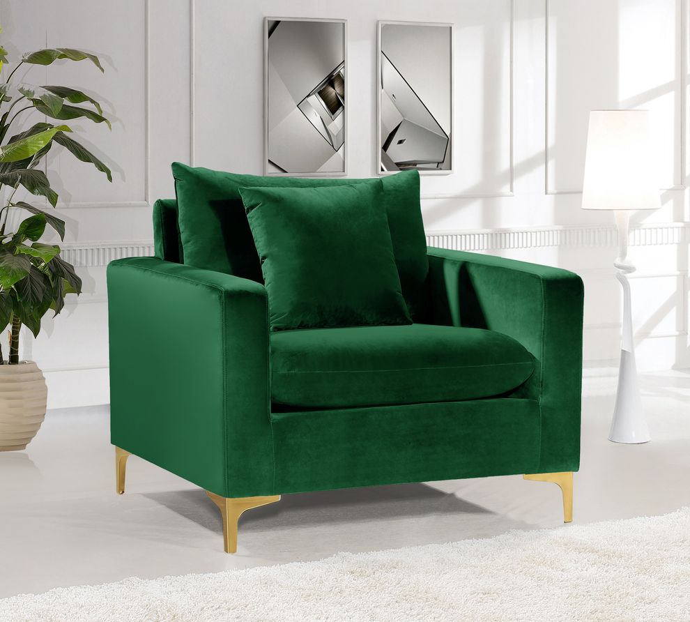 Green velvet fabric contemporary chair by Meridian