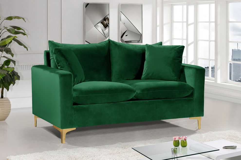 Green velvet fabric contemporary loveseat by Meridian