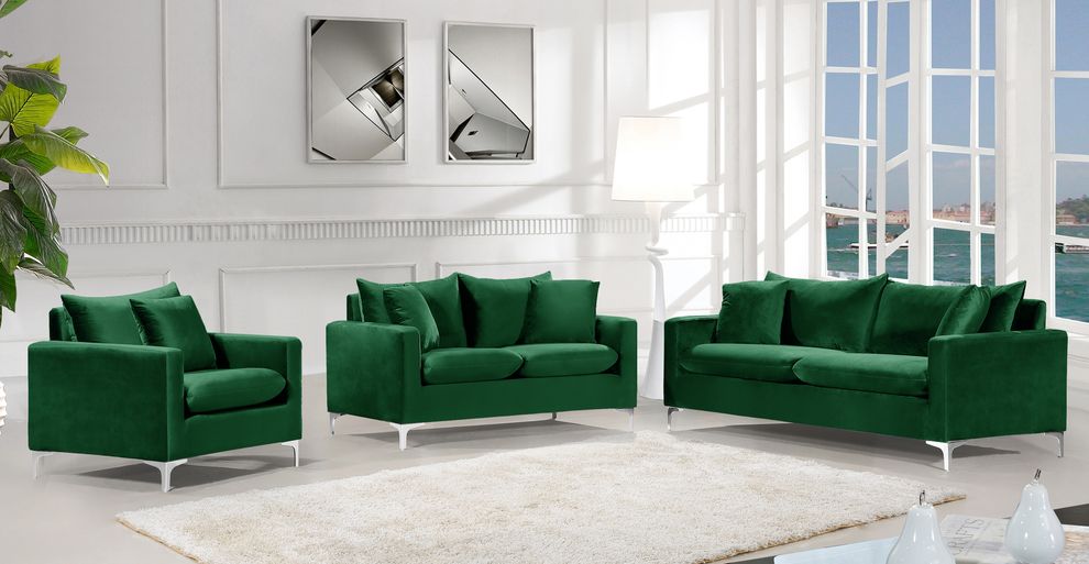 Green velvet fabric contemporary sofa by Meridian