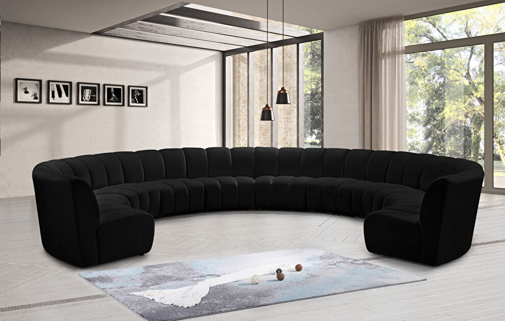 10 pcs black velvet modular sectional sofa by Meridian