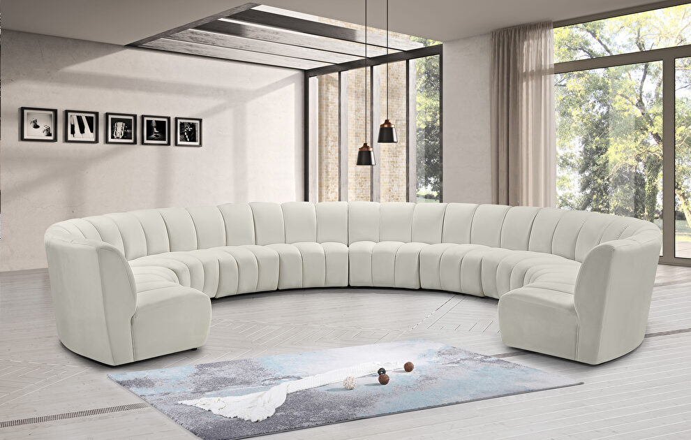 10 pcs cream velvet modular sectional sofa by Meridian