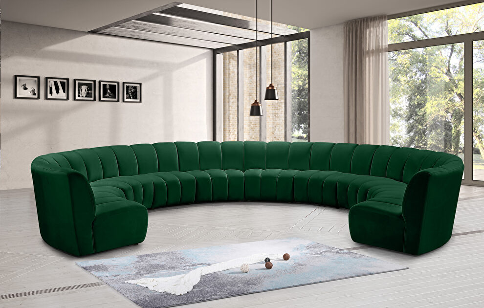 10 pcs green velvet modular sectional sofa by Meridian