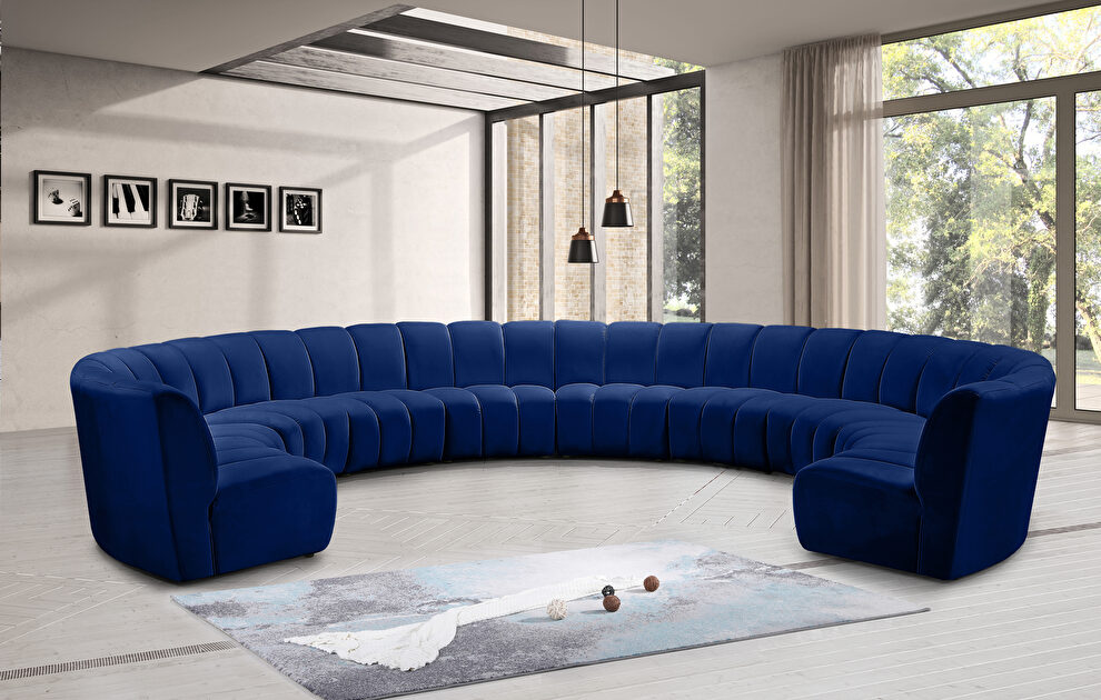 10 pcs navy blue velvet modular sectional sofa by Meridian