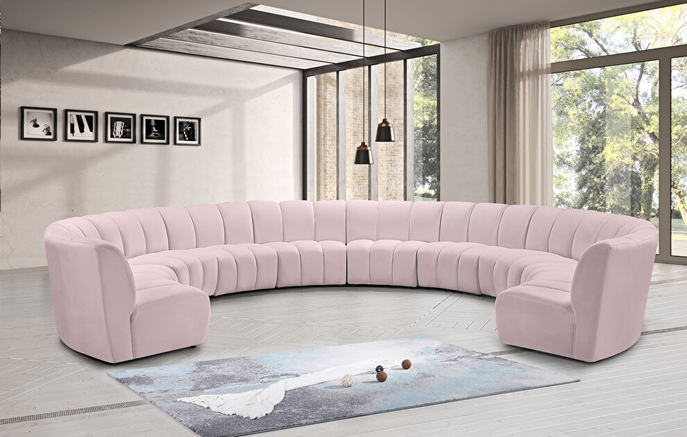 10 pcs pink velvet modular sectional sofa by Meridian