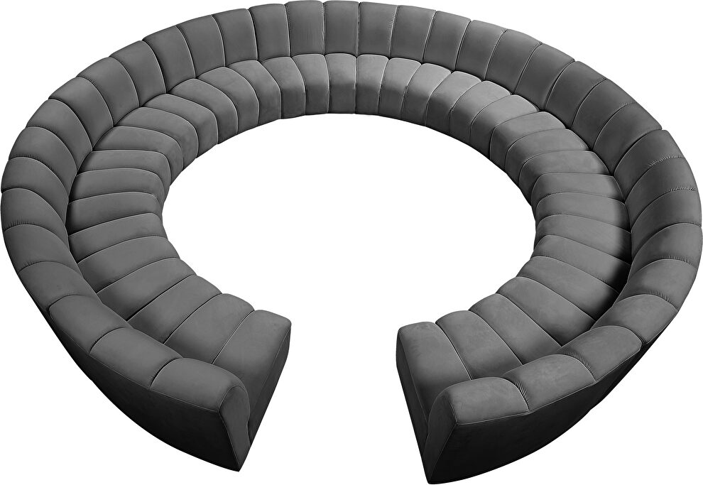 12 pcs grey velvet modular sectional sofa by Meridian