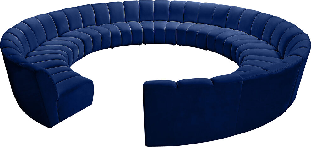 12 pcs navy blue velvet modular sectional sofa by Meridian