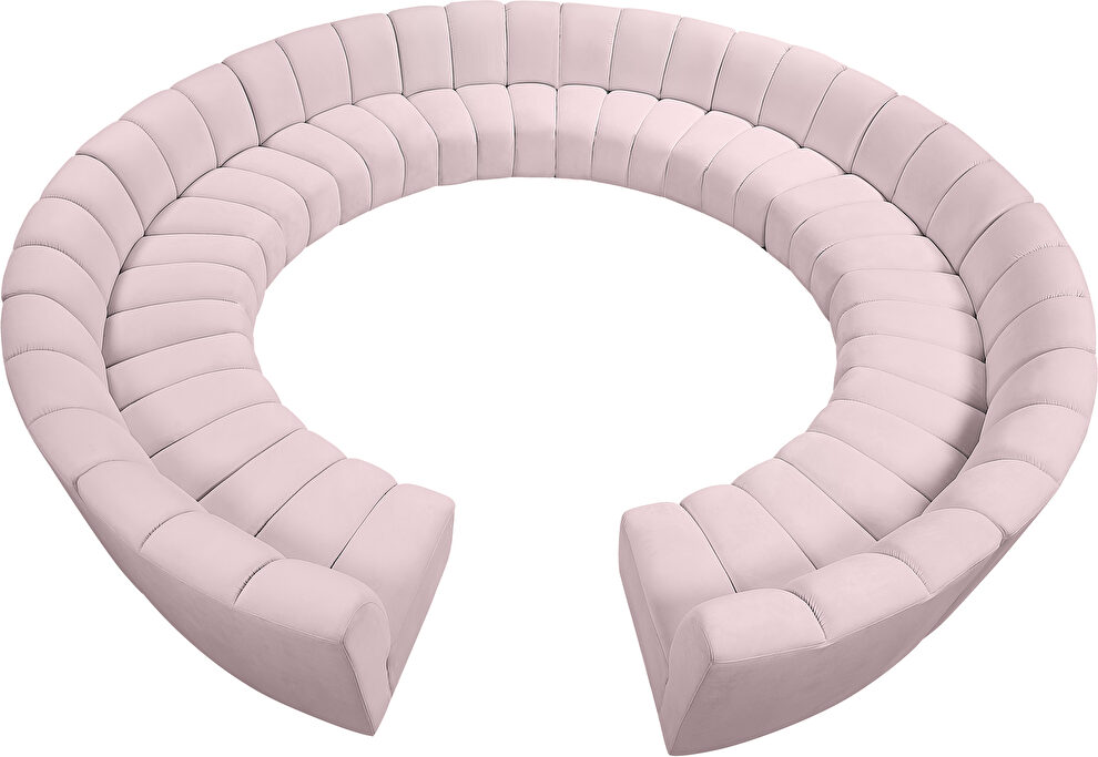12 pcs pink velvet modular sectional sofa by Meridian