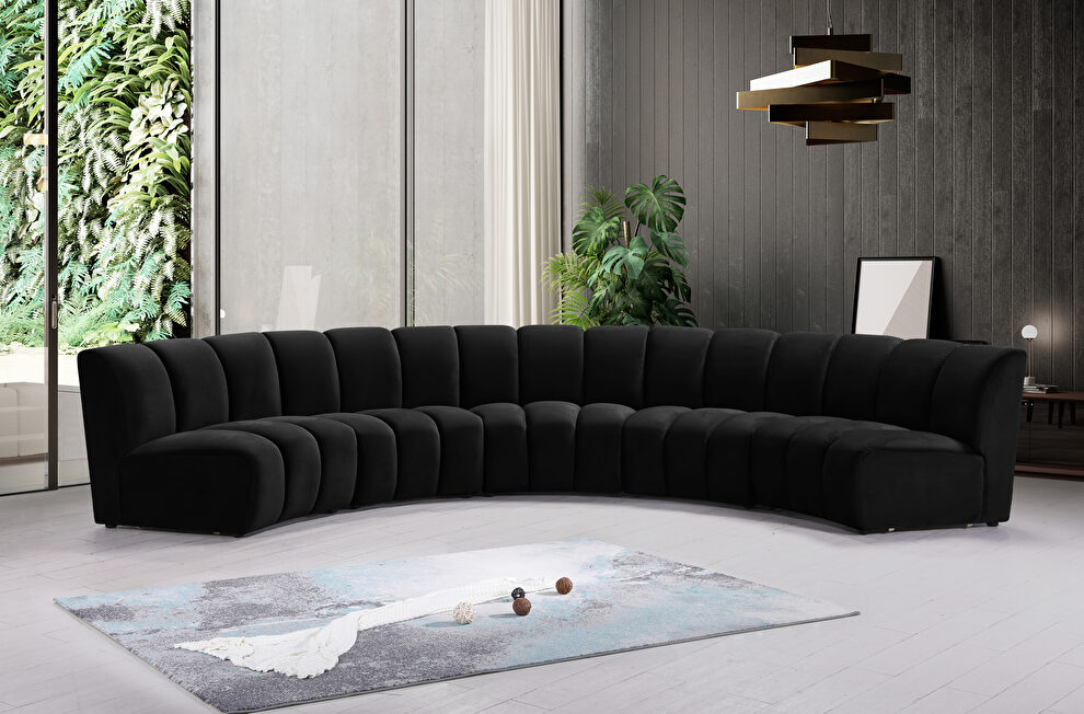 5pcs black velvet modular sectional sofa by Meridian