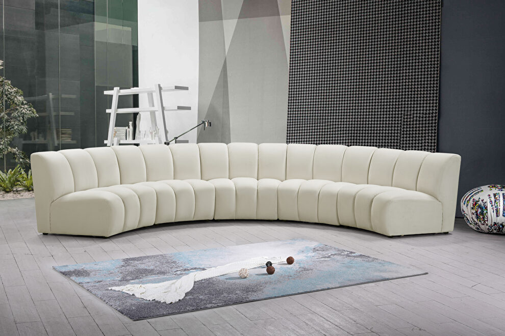 5pcs cream velvet modular sectional sofa by Meridian