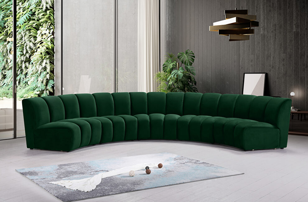 5pcs green velvet modular sectional sofa by Meridian