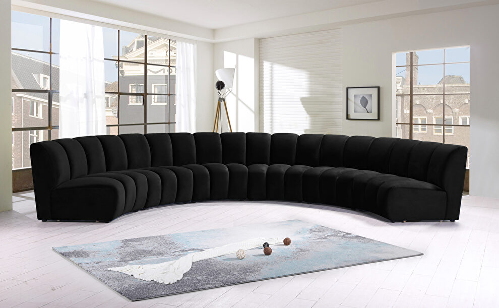 6pcs black velvet modular sectional sofa by Meridian