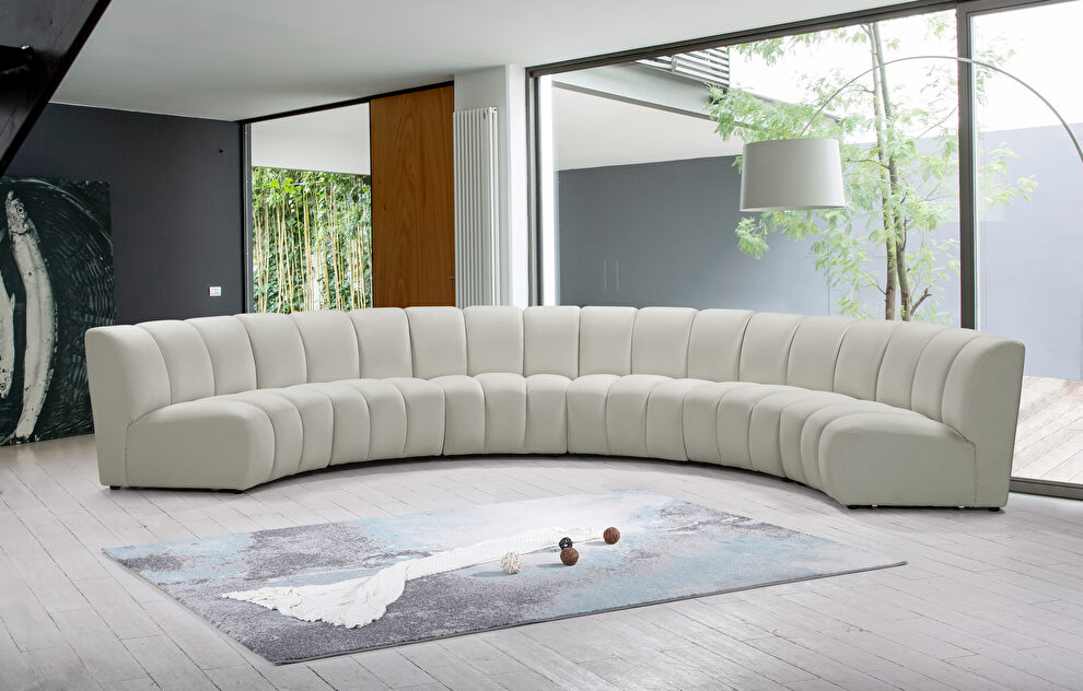 6pcs cream velvet modular sectional sofa by Meridian